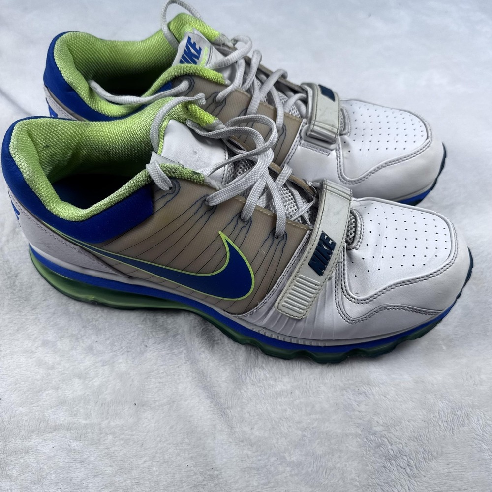 Nike Air Max Training Shoes Mens Size 11 White Blue Green Strap Flywire‎